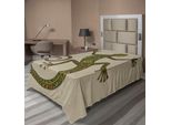 Abakuhaus Lenzuolo Reptil, Lucertola Decorativa Colorata Con Motivi Etnici, Tema Creature Esotiche, Lenzuolo Morbido E Confortevole Per Un Letto Decorativo 1 Pezzo 260 Cm X 168 Cm, Verde Tan