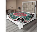Abakuhaus Lenzuolo Orientale, Ricamo Orientale In Stile Etnico Con Illustrazione Floreale Dell'antica Arte Orientale, Lenzuolo Morbido E Confortevole Per Un Letto Decorativo 1 Pezzo 266 Cm X 260 Cm, Multicolore