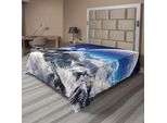Abakuhaus Lenzuolo Fantasia, Stampa Celestiale Di Montagne Innevate, Lenzuolo Morbido E Confortevole Per Un Letto Decorativo, 1 Pezzo, 260 Cm X 228 Cm, Bianco E Blu Navy