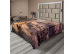 Abakuhaus Lenzuolo Mistico, Alba Su Una Foresta Mistica Mattina D'estate Immagine Vivace, Lenzuolo Morbido E Confortevole Per Un Letto Decorativo 1 Pezzo 266 Cm X 260 Cm, Giallo Marrone