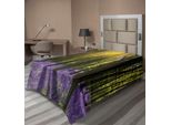Abakuhaus Lenzuolo Da Letto Bosco, Tema Primavera Raggi Di Sole Campanule Nel Bosco Alberi Natura Motivo Fotografico, Lenzuolo Morbido E Confortevole Per Un Letto Decorativo 1 Pezzo 260 Cm X 168 Cm, Viola Verde Giallo