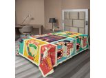 Abakuhaus Lenzuolo Da Letto Circus, Collezione Di Vecchie Icone Circensi, Maghi Di Carnevale, Nostalgico, Festoso, Morbido E Confortevole Lenzuolo Superiore Per Un Letto Decorativo, 1 Pezzo, 260 Cm X 168 Cm, Multicolore