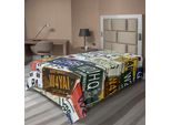 Abakuhaus Lenzuolo Vintage, Targa Automobilistica Retrò Personalizzata, Stampa Artistica Creativa, Lenzuolo Morbido E Confortevole Per Un Letto Decorativo, 1 Pezzo, 260 Cm X 168 Cm, Verde, Blu, Giallo