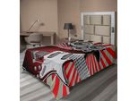 Abakuhaus Lenzuolo Musicale, Altoparlante Vintage Con Motivi Ritmici E Decorativi, Lenzuolo Superiore Morbido E Confortevole Per Un Letto Decorativo 1 Pezzo 260 Cm X 168 Cm, Bordeaux Beige Grigio