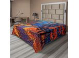 Abakuhaus Lenzuolo, Scuro E Profondo Nella Foresta In Autunno Stagione Autunnale Calma Natura Magica Arte Pittura, Lenzuolo Superiore Morbido E Confortevole Per Un Letto Decorativo 1 Pezzo 266 Cm X 260 Cm, Arancione Blu Navy