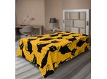 Abakuhaus Lenzuolo Vintage, Motivo Gatti Neri Per Halloween Su Sfondo Arancione - Motivi Grafici Festivi, Lenzuolo Morbido E Confortevole Per Un Letto Decorativo 1 Pezzo 260 Cm X 168 Cm, Nero Arancione