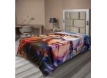 Abakuhaus Lenzuolo Mistico, Potente Tigre E Testa Di Leone Con Volto Femminile Sfondo Decorativo Immagine, Morbido E Confortevole Lenzuolo Superiore Per Un Letto Decorativo 1 Pezzo 190 Cm X 100 Cm, Giallo Marrone Blu