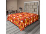 Abakuhaus Lenzuolo Arancione, Grandi Papaveri Boemi In Fiore Su Sfondo Antico, Design Grafico, Lenzuolo Morbido E Confortevole Per Un Letto Decorativo, 1 Pezzo, 275 Cm X 260 Cm, Arancione Bruciato E Bianco