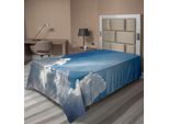 Abakuhaus Lenzuolo Paesaggio, Cielo Colorato Con Nuvole E Raggi Di Sole Paesaggio Nuvoloso Da Sogno Dopo La Pioggia Immagine Artistica, Lenzuolo Morbido E Confortevole Per Un Letto Decorativo 1 Pezzo 190 Cm X 100 Cm, Blu Bianco