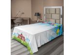 Abakuhaus Lenzuolo Da Letto Circus, Circus Under The Clear Sky With Bundle Balloons Wildflowers Grassland Travelling, Morbido E Confortevole Lenzuolo Superiore Per Un Letto Decorativo 1 Pezzo 190 Cm X 100 Cm, Multicolore