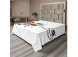 Abakuhaus Lenzuolo Reptil, Camaleonte Colorato Su Ramo Con Mosche, Divertente Stampa Cartoon, Lenzuolo Morbido E Confortevole Per Un Letto Decorativo, 1 Pezzo, 244 Cm X 205 Cm, Multicolore