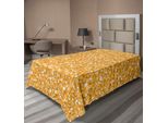 Abakuhaus Lenzuolo Giallo, Texture Color Oro Con Stampa Retrò A Pois E Stelle, Lenzuolo Morbido E Confortevole Per Un Letto Decorativo 1 Pezzo 190 Cm X 100 Cm, Arancione
