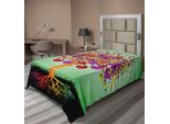 Abakuhaus Albero Della Vita Lenzuolo, Albero Dell'amore Magico Colorato Cuore E Foglie Rotonde E Radici Tema Della Vita, Lenzuolo Superiore Morbido E Confortevole Per Un Letto Decorativo 1 Pezzo 260 Cm X 168 Cm, Multicolore