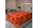 Abakuhaus Lenzuolo Arancione, Serie Poppy Flower, Stampa Romantica In Stile Bohemien Artistico, Lenzuolo Morbido E Confortevole Per Un Letto Decorativo, 1 Pezzo, 260 Cm X 168 Cm, Giallo Arancione Bruciato
