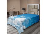 Abakuhaus Lenzuolo Con Stampa Paesaggio, Tempo Ventoso, Vista Rilassante, Immagine Panoramica, Morbido E Confortevole Lenzuolo Superiore Per Un Letto Decorativo, 1 Pezzo, 190 Cm X 100 Cm, Blu E Bianco