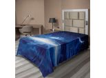 Abakuhaus Lenzuolo Fantasia, Cielo Notturno Con Luna, Stelle Cadenti, Nuvole, Orizzonte, Arte Spaziale Misteriosa, Lenzuolo Morbido E Confortevole Per Un Letto Decorativo, 1 Pezzo, 260 Cm X 168 Cm, Blu Navy E Bianco.