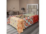 Abakuhaus Lenzuolo Vintage, Motivo Mosaico Vintage Con Stampa Geometrica Diagonale, Lenzuolo Morbido E Confortevole Per Un Letto Decorativo, 1 Pezzo, 190 Cm X 100 Cm, Multicolore