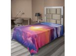 Abakuhaus Lenzuolo Paesaggistico, Scena Del Tramonto Con Cielo Dai Colori E Ombre Variegati, Lenzuolo Superiore Morbido E Confortevole Per Un Letto Decorativo, 1 Pezzo, 260 Cm X 168 Cm, Viola, Blu, Giallo