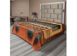 Abakuhaus Lenzuolo Vintage, Stampa Artistica Tema Vacanze Con Radio Vintage E Lettore Musicale Retrò, Lenzuolo Morbido E Confortevole Per Un Letto Decorativo, 1 Pezzo, 244 Cm X 205 Cm, Marrone Ecru