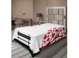 Abakuhaus Albero Della Vita Lenzuolo, Alberi A Forma Di Cuore Foglie E Una Panchina Amore Romanticismo Natura Design, Morbido E Confortevole Lenzuolo Superiore Per Un Letto Decorativo 1 Pezzo 260 Cm X 168 Cm, Nero Bianco Rosso