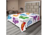 Abakuhaus Lenzuolo Con Farfalle, Stampa Colorata Con Collezione Di Farfalle, Simpatico Animale Alato, Stampa Grafica, Lenzuolo Morbido E Confortevole Per Un Letto Decorativo, 1 Pezzo, 266 Cm X 260 Cm, Multicolore