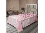 Abakuhaus Lenzuolo Naturale, Illustrazione Di Rami Primaverili Con Fiori E Raggi Di Sole Su Sfondo Sfocato, Lenzuolo Morbido E Confortevole Per Un Letto Decorativo 1 Pezzo 260 Cm X 168 Cm, Rosa Fucsia
