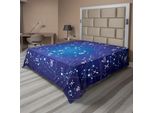Abakuhaus Lenzuolo Astrologico, Costellazioni E Pianeti Collezione Originale Coordinate Celesti, Morbido E Confortevole Lenzuolo Superiore Per Un Letto Decorativo 1 Pezzo 260 Cm X 228 Cm, Blu Scuro