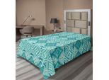 Abakuhaus Lenzuolo Teal, Motivo Geometrico Astratto In Stile Vintage Storico, Lenzuolo Morbido E Confortevole Per Un Letto Decorativo 1 Pezzo 260 Cm X 168 Cm, Teal Beige