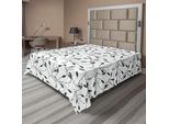 Abakuhaus Lenzuolo Grigio, Grafica Foglie Autunnali Che Cadono E Un Semplice Disegno Pulito E Shabby, Lenzuolo Morbido E Confortevole Per Un Letto Decorativo 1 Pezzo 260 Cm X 228 Cm, Grigio Bianco