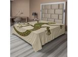 Abakuhaus Lenzuolo Reptile, Lucertola Colorata Decorativa Con Motivi Etnici, Tema Creature Esotiche, Lenzuolo Morbido E Confortevole Per Un Letto Decorativo 1 Pezzo 260 Cm X 228 Cm, Verde Tan