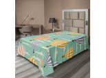 Abakuhaus Lenzuolo Vintage, Colorato Retrò Viaggio Mongolfiera Nuvole Cielo Blu Avventura Arte Moderna, Morbido E Confortevole Lenzuolo Superiore Per Un Letto Decorativo 1 Pezzo 260 Cm X 168 Cm, Blu Arancione Viola