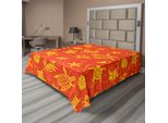 Abakuhaus Lenzuolo Arancione, Tartarughe E Granchi Che Nuotano Con Conchiglie, Bolle E Stelle Marine Tropicale, Morbido E Confortevole Lenzuolo Superiore Per Un Letto Decorativo 1 Pezzo 275 Cm X 260 Cm, Giallo Arancione Bruciato