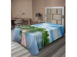 Abakuhaus Lenzuolo Paesaggistico, Foto Scattata Da Un Molo Di Legno Sul Mare E Sulla Foresta, Stampa Cielo E Lago, Lenzuolo Morbido E Confortevole Per Un Letto Decorativo, 1 Pezzo, 190 Cm X 100 Cm, Multicolore