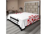Abakuhaus Albero Della Vita Lenzuolo, Alberi A Forma Di Cuore Foglie E Una Panchina Amore Romanticismo Natura Design, Morbido E Confortevole Lenzuolo Superiore Per Un Letto Decorativo 1 Pezzo 244 Cm X 205 Cm, Nero Bianco Rosso