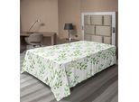 Abakuhaus Lenzuolo, Foglie Di Ulivo Simmetriche E Motivi Etnici Ondulati Illustrazione Classica, Lenzuolo Morbido E Confortevole Per Un Letto Decorativo 1 Pezzo 190 Cm X 100 Cm, Verde