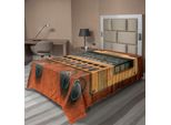 Abakuhaus Lenzuolo Vintage, Stampa Artistica Tema Vacanze Con Radio Antica E Lettore Musicale Retrò, Lenzuolo Morbido E Confortevole Per Un Letto Decorativo 1 Pezzo 190 Cm X 100 Cm, Marrone Ecru