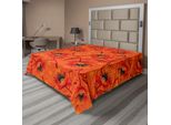 Abakuhaus Lenzuolo Arancione, Serie Poppy Flower, Stampa Romantica In Stile Bohemien Artistico, Lenzuolo Morbido E Confortevole Per Un Letto Decorativo, 1 Pezzo, 275 Cm X 260 Cm, Giallo Arancione Bruciato