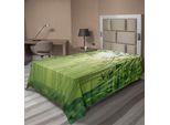 Abakuhaus Lenzuolo In Bambù, Immagine Di Alberi Di Bambù Nella Foresta Pluviale, Animali Selvatici Dell'estremo Oriente, Natura Tropicale, Lenzuolo Morbido E Confortevole Per Un Letto Decorativo, 1 Pezzo, 260 Cm X 168 Cm, Verde