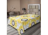 Abakuhaus Lenzuolo Giallo, Illustrazione Colorata Con Motivi E Fantasie Floreali Estivi E Naturali, Morbido E Confortevole Lenzuolo Superiore Per Un Letto Decorativo, 1 Pezzo, 190 Cm X 100 Cm, Giallo Grigio