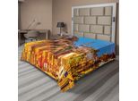 Abakuhaus Lenzuolo Europeo, Panorama Urbano Verso Gli Edifici Antichi Di Porto, Città Mediterranea, Immagine Scenografica, Lenzuolo Morbido E Confortevole Per Un Letto Decorativo, 1 Pezzo, 266 Cm X 260 Cm, Multicolore