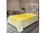 Abakuhaus Lenzuolo Giallo, Motivo Astratto A Piccoli Cerchi Concentrici Con Sole Al Centro E Disegno Artistico, Lenzuolo Morbido E Confortevole Per Un Letto Decorativo, 1 Pezzo, 260 Cm X 168 Cm, Giallo
