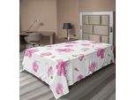 Abakuhaus Lenzuolo Con Fiori, Hibiscus Bloom Flowers Su Sfondo Semplice Con Motivo Floreale, Morbido E Confortevole Lenzuolo Superiore Per Un Letto Decorativo 1 Pezzo 260 Cm X 168 Cm, Bianco Rosa