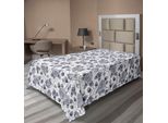 Abakuhaus Lenzuolo Grigio, Motivo Floreale Rose Di Ispirazione Vittoriana Con Fiori Scuri In Stampa Grafica Monocromatica, Lenzuolo Superiore Morbido E Confortevole Per Un Letto Decorativo 1 Pezzo 260 Cm X 168 Cm, Grigio Bianco