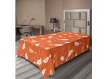 Abakuhaus Lenzuolo Arancione, Uccelli Con Forme A Cuore, Motivi Vorticosi Su Sfondo Arancione Vintage, Lenzuolo Morbido E Confortevole Per Un Letto Decorativo 1 Pezzo 260 Cm X 168 Cm, Arancione Giallo Bianco