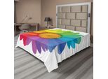 Abakuhaus Lenzuolo Con Fiori, Girasole Arcobaleno O Margherite Primavera Stampa Hippie, Lenzuolo Morbido E Confortevole Per Un Letto Decorativo 1 Pezzo 244 Cm X 205 Cm, Multicolore