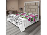 Abakuhaus Albero Della Vita Lenzuolo, Albero Con Radici Ricurve E Frutti Colorati, Come Disegno Grafico, Morbido E Confortevole Lenzuolo Superiore Per Un Letto Decorativo 1 Pezzo 266 Cm X 260 Cm, Nero Verde Rosa