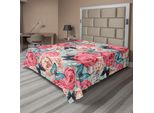 Abakuhaus Lenzuolo A Farfalla, Peonia, Rose, Farfalla, Stampa Grafica Romantica, Stampa Retrò, Lenzuolo Morbido E Confortevole Per Un Letto Decorativo, 1 Pezzo, 244 Cm X 205 Cm, Multicolore