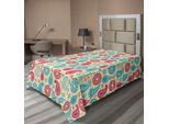 Abakuhaus Lenzuolo Paisley, Motivo Retrò E Fiori In Stile Etnico, Stampa Artistica, Lenzuolo Morbido E Confortevole Per Un Letto Decorativo, 1 Pezzo, 260 Cm X 168 Cm, Turchese Rosa Crema