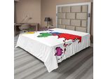 Abakuhaus Lenzuolo Con Mappa Del Mondo, Illustrazione Moderna Della Mappa Del Mondo, Tema Dell'istruzione Dove Vivono Le Persone, Lenzuolo Morbido E Confortevole Per Un Letto Decorativo 1 Pezzo 266 Cm X 260 Cm, Multicolore
