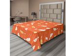 Abakuhaus Lenzuolo Arancione, Uccelli Con Forme A Cuore, Motivi Su Sfondo Arancione Vintage, Lenzuolo Morbido E Confortevole Per Un Letto Decorativo 1 Pezzo 244 Cm X 205 Cm, Arancione Giallo Bianco